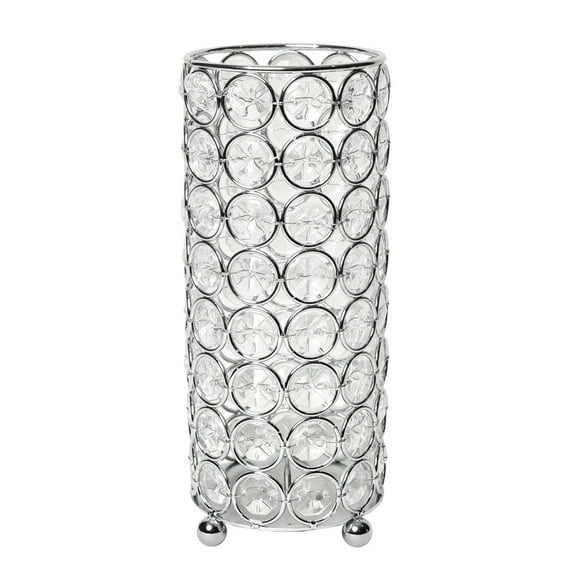 Elegant Designs 7.75" Elipse Crystal Decorative Flower Vase, Candle Holder, Wedding Centerpiece, Chrome