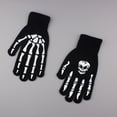 thumbnail image 2 of Ticikt Skeleton Gloves, Luminous Skull Bone Knit Gloves, Halloween Costume Party Cosplay Accessory for Adult,Black2, 2 of 7