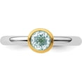 thumbnail image 4 of Sterling Silver Stackable Expressions w/Gold-plate Aquamarine Ring - Ring Size 9.0, 4 of 8