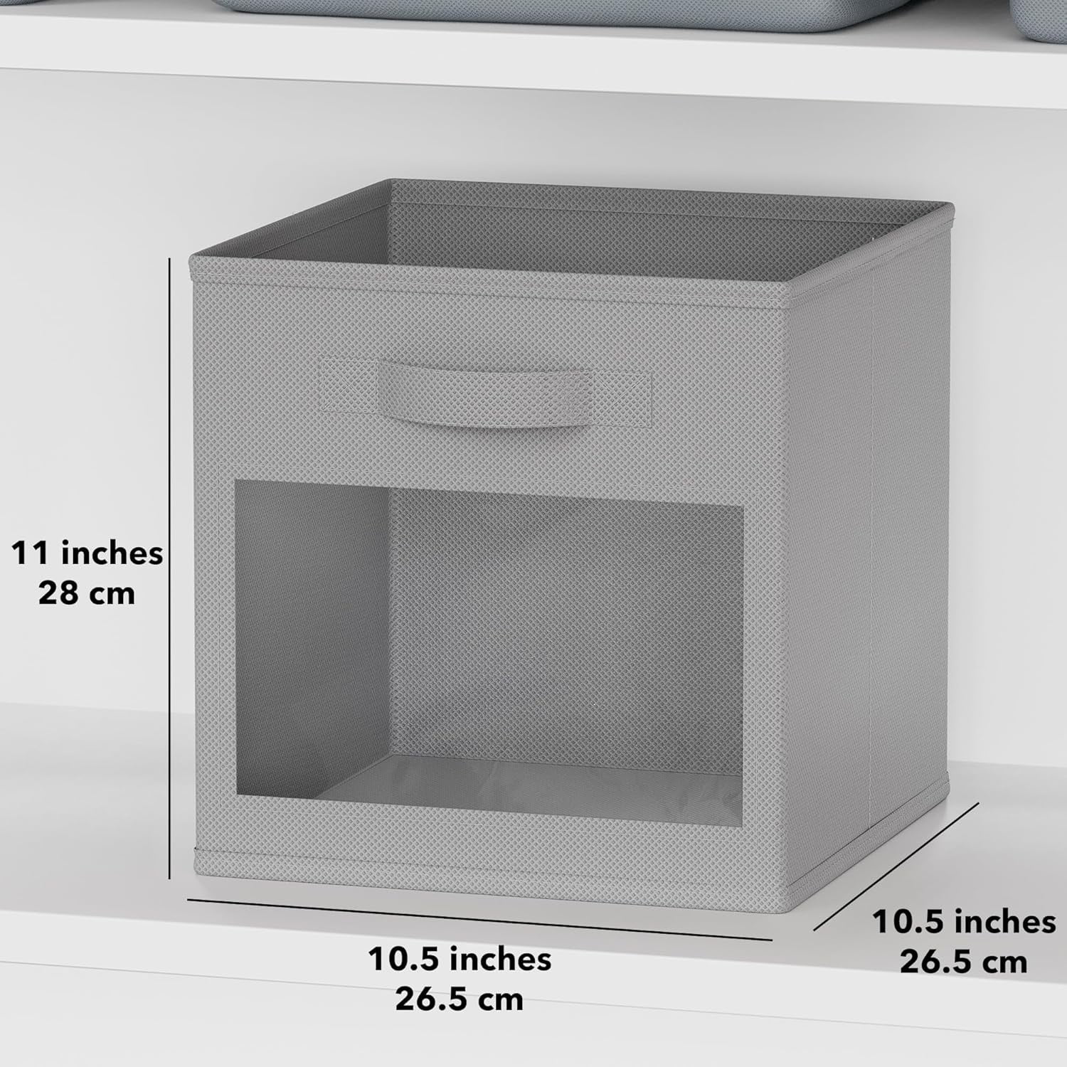 SpaceAid Storage Cubes with Clear Windows, Set of 6 Fabric Bins, 11 Inch, Gray