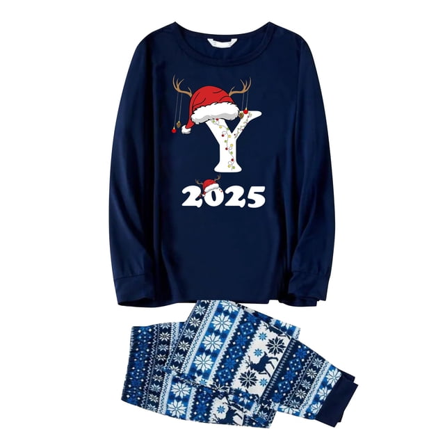 Jindong Dad Family Matching Christmas Pajamas Set Letter Print Parent Child Outfit