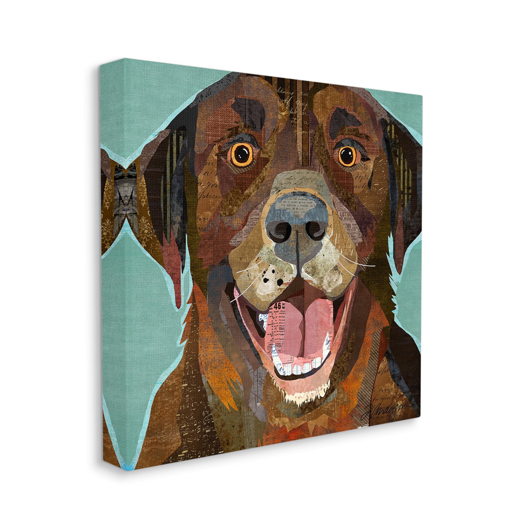 Stupell Industries Collaged Ephemera Dog Portrait Painting Brown Labrador Graphic Art Gallery Wrapped Canvas Print Wall Art, Design by Traci Anderson