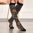 thumbnail image 5 of FORMRS Womens Knee High Socks Casual Long Thick Travel Daily Wear, 2 Pairs, Dark Floral Pattern, 5 of 6