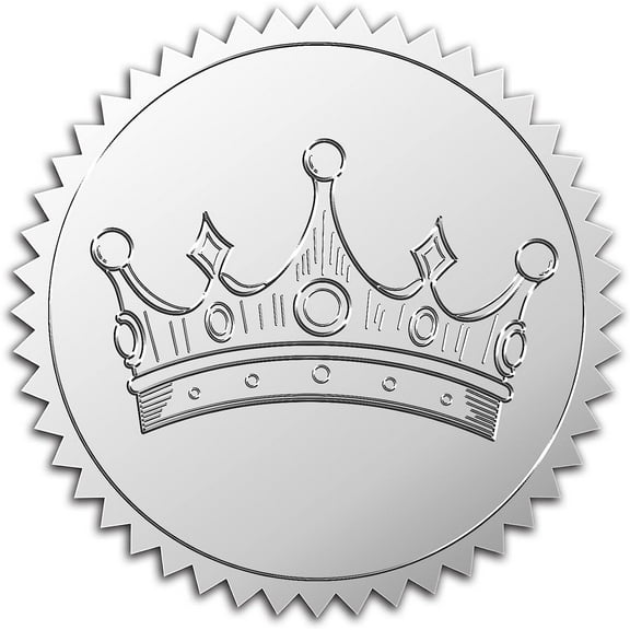 100pcs Self-Adhesive Silver Foil Embossed Stickers Medal Decoration Sticker Crown Pattern Stickers Graduation Corporate Notary Seals Envelope Gift Sealing Stickers