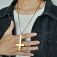 thumbnail image 3 of Inverted Cross Necklace, Stainless Steel Gold Cross of Saint Peter Pendant Necklace, 3 of 7