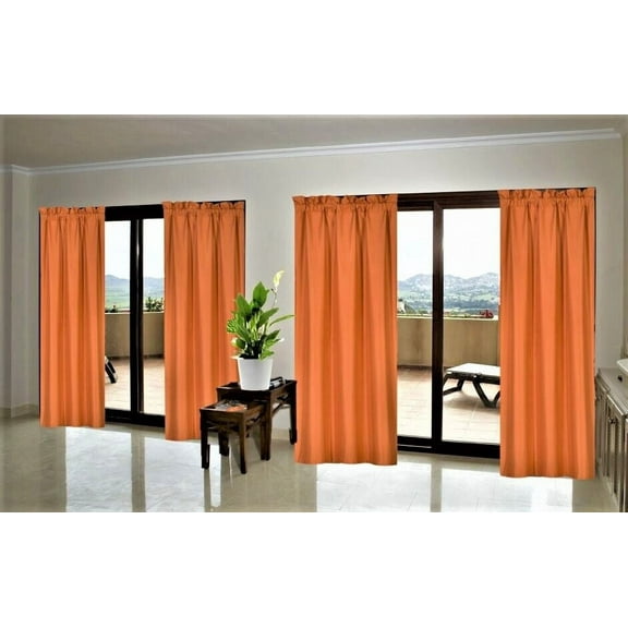 1 Single Panel Solid Foam Backing Lined Room Darkening Blackout Window Curtain Panel Treatment Drape Rod Pocket Matte in Different Sizes 84", ORANGE R64