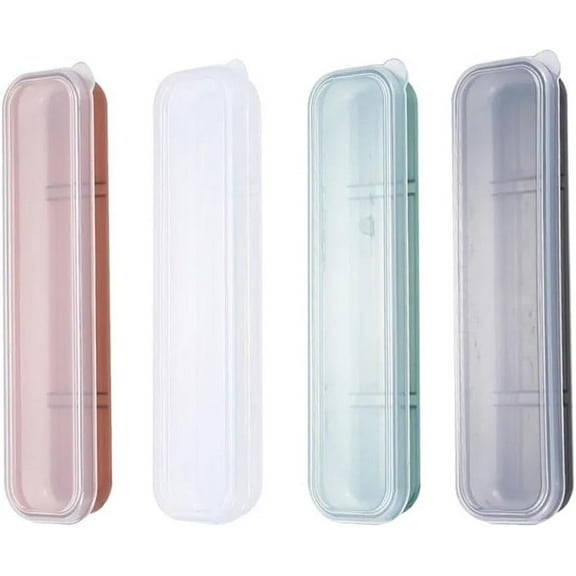 4 Pack Travel Utensil Holder Carrying Case with Slot Stand Storage Box Organizer for Outdoor Reusable Tableware Kit Portable Flatware Cutlery Set Camping Knife Fork Spoon Chopsticks Utensils