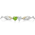 thumbnail image 2 of Gem Stone King 925 Silver and 10K Yellow Gold Bracelet for Women Peridot Moissanite (1.02 Cttw) and Lab Grown Diamond, 2 of 3