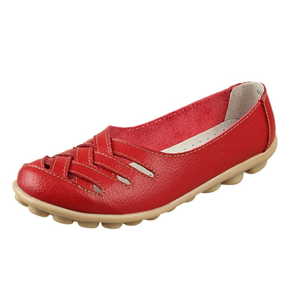HBFAGFB Slip on Shoes Women Walking Shoes Hollow Out Breathable Comfortable Work Shoes Red Size 38