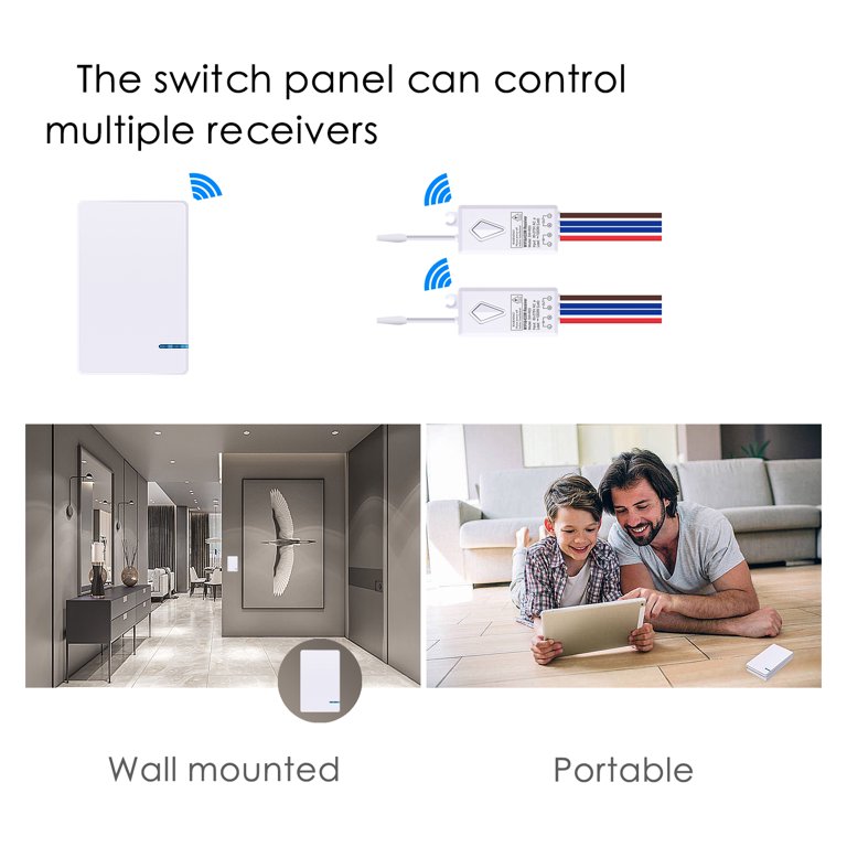 Wall Light Switch Self-powered Remote Control No Battery No Wire Ip54  Waterproof Indoor White Grey Gold Lamp Wireless Switch