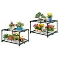 thumbnail image 3 of EAGLE PEAK Greenhouse Shelving Staging Double 2 Tier, Outdoor/Indoor Plant Shelves, 27"x19"x16", Green, 3 of 8