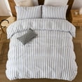 thumbnail image 5 of Brown Striped Duvet Cover Set Queen Size, 100% Natural Cotton Linen Like Duvet Cover Set with Zipper Closure & 8 Corner Ties, Brown Khaki Soft Reversible Bedding for All Seasons, 5 of 12