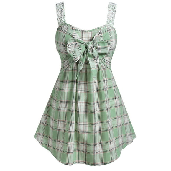 Tapa sin mangas a cuadros Bowknot Bowknot Rosegal Camisetas sin mangas de talla grande