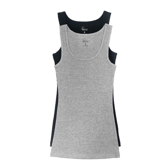 Cotton Ribbed Tank Top - Stylish and Comfortable Womens Tank Tops, Sleeveless Design, Perfect for Layering (Black Gray, Small)
