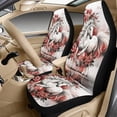 thumbnail image 3 of Xixirimido Leather Seat Cover Front Seats Only, Universal Fit Auto Front Seat Covers for Sedan Van SUV Truck 5 Pcs Set with Seatbelt Covers & Center Console Cover, Horse Peony Flower, 3 of 8