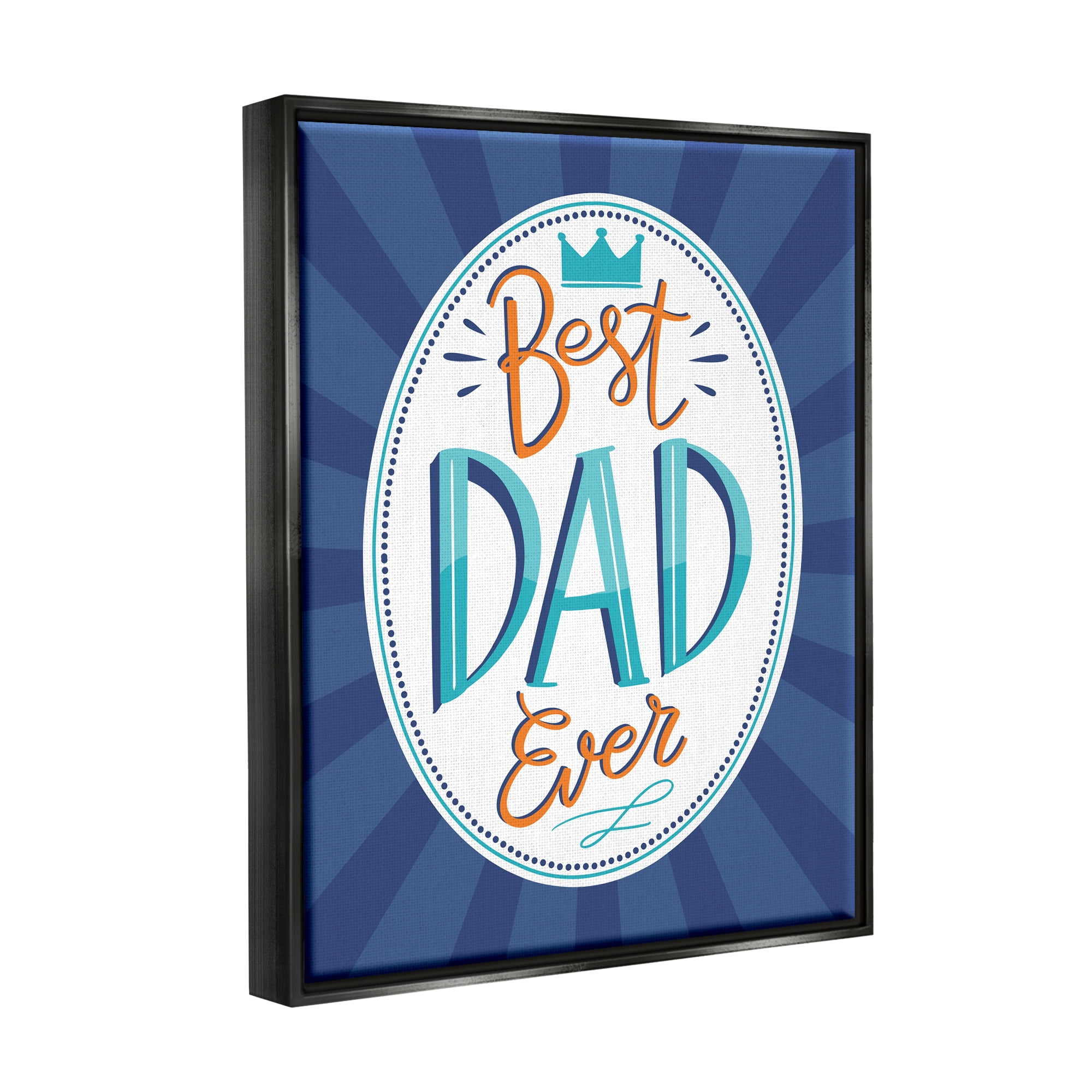 Stupell Industries Best Dad Ever Striped Phrase Holiday Painting Black Floater Framed Art Print Wall Art