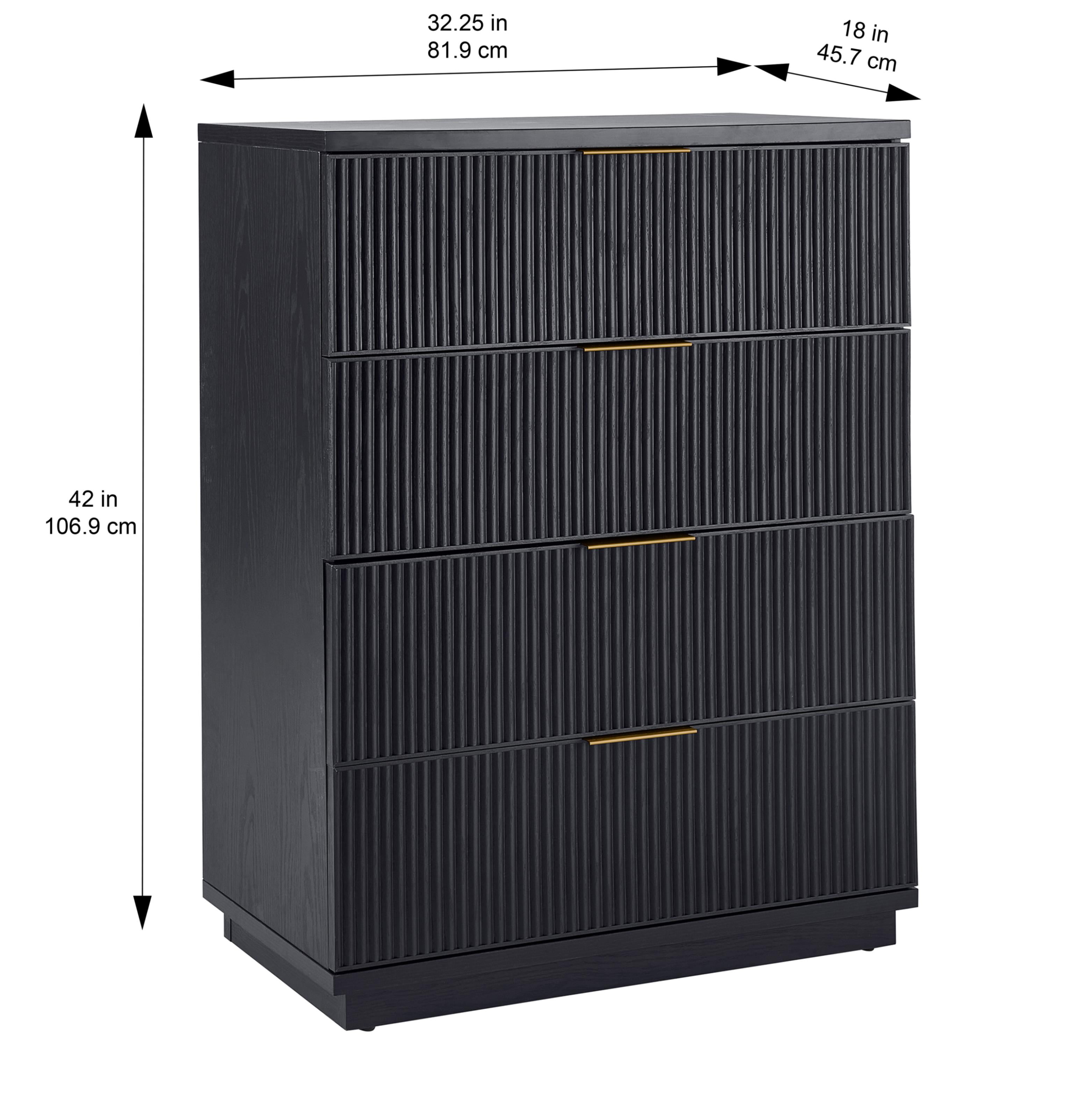 Better Homes & Gardens Lillian Fluted 4-Drawer Dresser, Rich Black Finish
