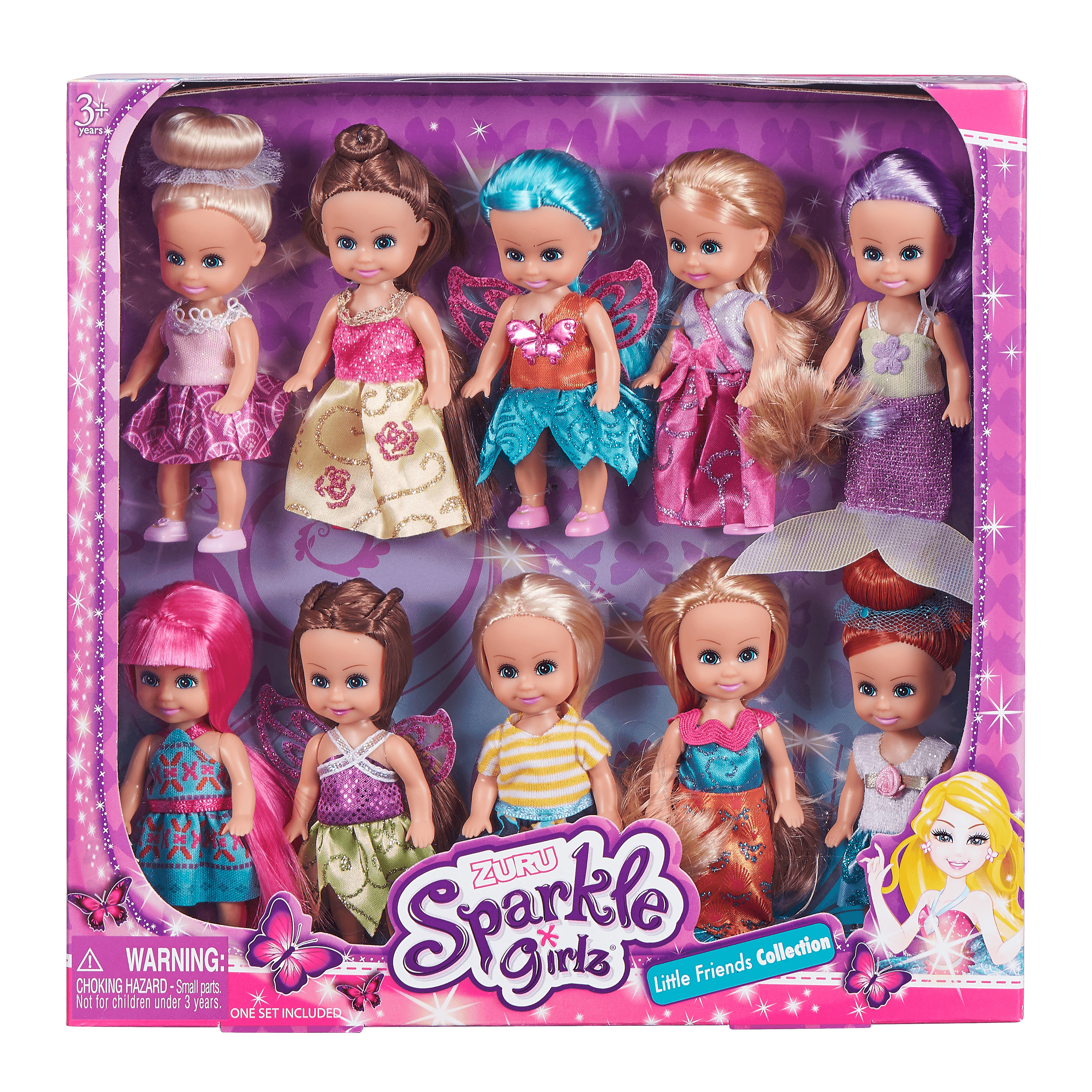 Zuru Sparkle Girlz Little Friends Collection Set of 10 Dolls Ages 3+ 