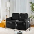 thumbnail image 3 of 72" Retractable 3-Seater Sectional Sofa, Extends to 2-Seater Sofa & Single Couch, Space-Saving Design for Small Spaces, Apartments, Offices & Living Rooms, Black Corduroy Fabric, 3 of 9
