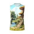 thumbnail image 6 of Lsque Cartoon Mushroom House Print Men's Cotton Blend Sleeveless Muscle Shirts (S-3XL)- Moisture Wicking, Odor Protection, UPF 30+,Small, 6 of 8