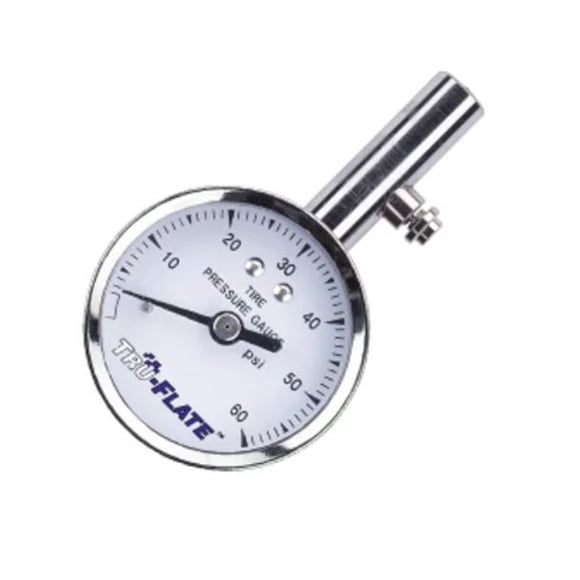 Tru Flate Manomètre de Pression des Pneus 17-551 Style Professionnel avec Valve de Décharge de Pression; Affichage Analogique; 4-140 Livres par Pouce Carré PSI; Cadran Blanc/chromé