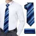 thumbnail image 5 of Barry.Wang Men's Ties Formal Stripe Necktie Set with Handkerchief Cufflink Silk Woven, 5 of 10