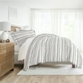 thumbnail image 3 of Noble Linens Light Gray Geo Threads Pattern 3-Piece Duvet Cover Set, Full/Queen, 3 of 10