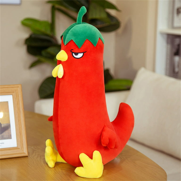 FZM Vegetable Chicken Spicy Chicken Stuffed Animal Plush Super Fluffy  Stuffed Cute Plushie Toy Gifts For Kids Adults Red Green Plushies Gifts For