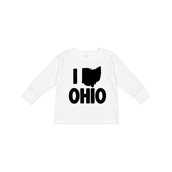 Inktastic I Love Ohio with State Silhouette Boys or Girls Long Sleeve Toddler T-Shirt