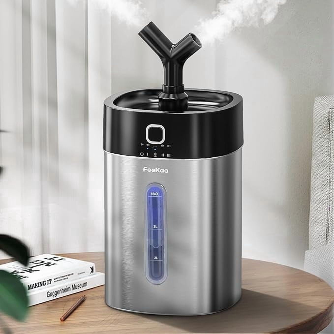 Stainless Steel Humidifier Dishwasher Safe, 4L/1Gal Cool Mist Humidifiers for Room Bedroom, Easy Clean Humidifier Large Room, Humidifiers for Baby Nursery Living Room Office Plant, Black