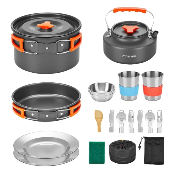 Kit de utensilios de cocina para acampar Fitense para 2 a 3 personas, 22 unidades