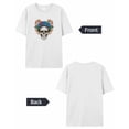thumbnail image 6 of T Shirts for Women Short Sleeve Cotton Crewneck T-Shirt, Skull Blue Flower Cartoon Leaf Tee Tops Casual Basic T-Shirts, XS-5XL White XXL, 6 of 7