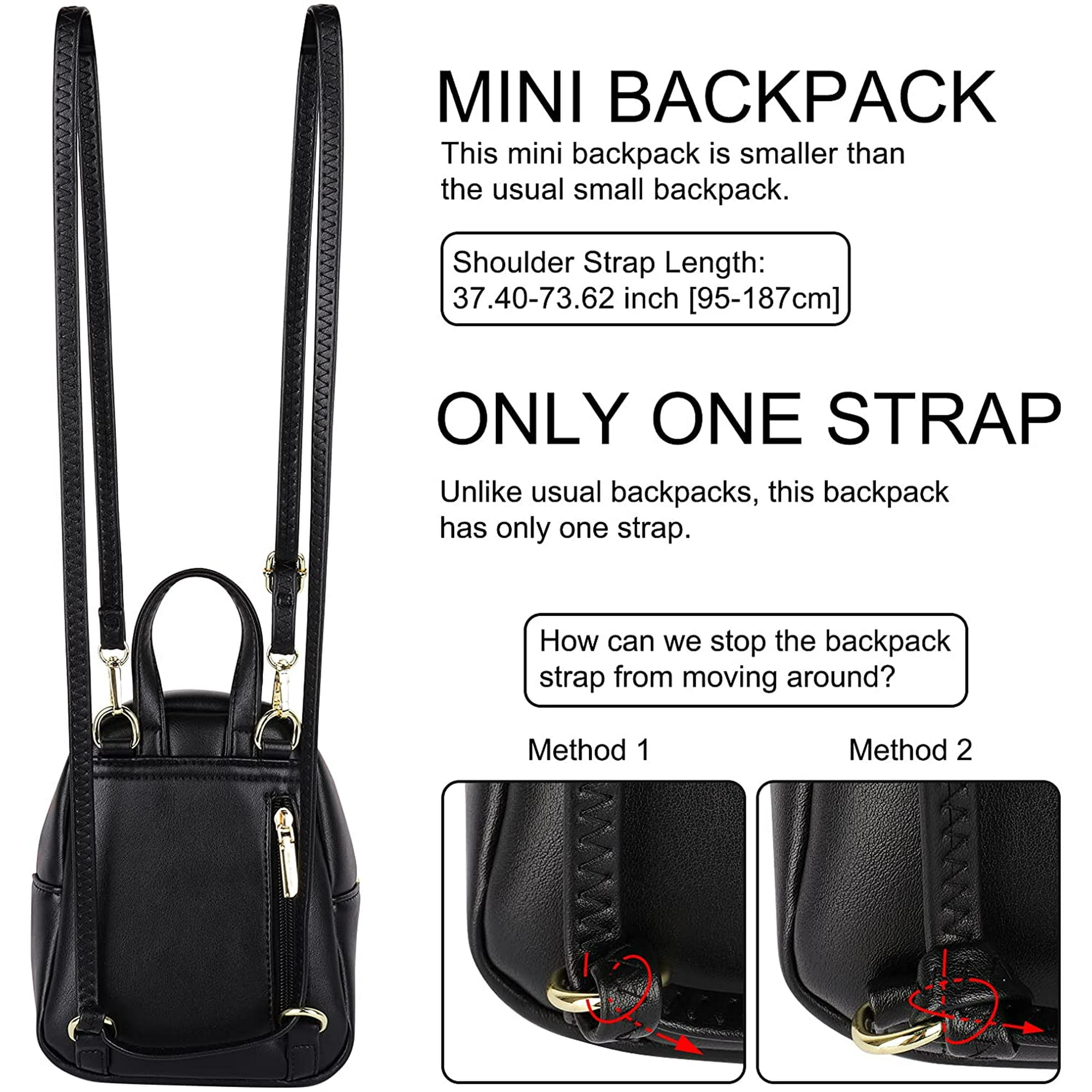 Black mini backpack purse discount