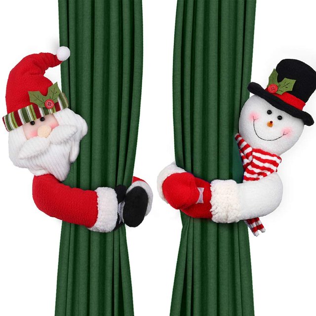 Juego de hebillas para cortinas-Anciano rojo/Muñeco de nieve blanco-2 piezas Fokelyi WMZL-606