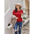 thumbnail image 2 of Women's Solid Short Sleeve Boat Neck Dolman Top with Side Shirring Trendy Casual Loose Fit T-Shirt, 2 of 7