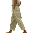 thumbnail image 4 of vigerkar 2025 Summer Women Casual Lightweight Drawstring Elastic Waist Pants with Pockets Beige, L, 4 of 7