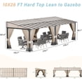 thumbnail image 2 of ALAULM 10' x 28' Gazebo，Hard Top Lean to Gazebo Wall Mount Heavy Hardtop Gazebo Outdoor Pergola with Curtains and Netting for Patio Garden Lawn Backyard Deck (Sand), 2 of 6