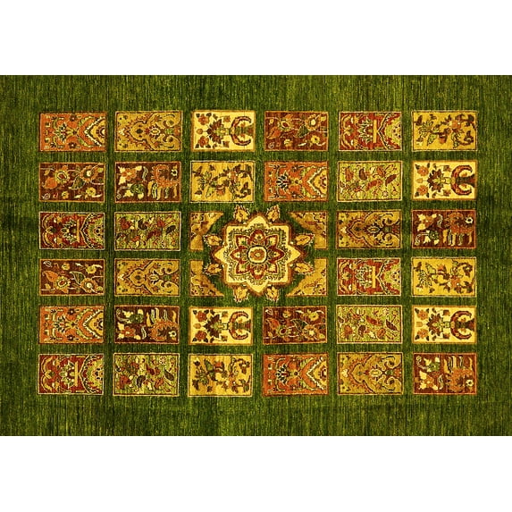 Ahgly Company Indoor Rectangle Abstract Yellow Modern Area Rugs, 6' x 9'