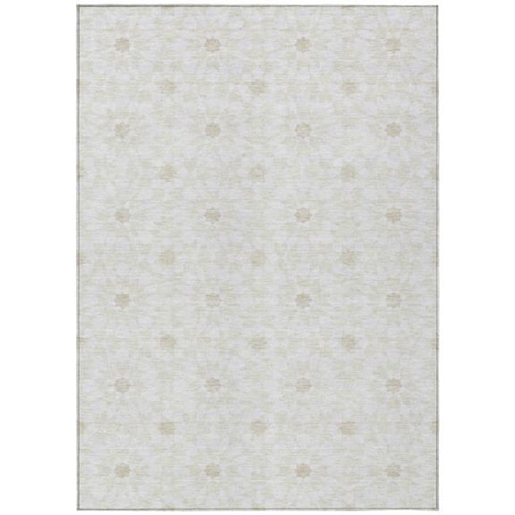 HomeRoots 583801 8 x 10 ft. Floral Medallion Washable Indoor & Outdoor Rectangle Area Rug, Ivory, Beige & Taupe