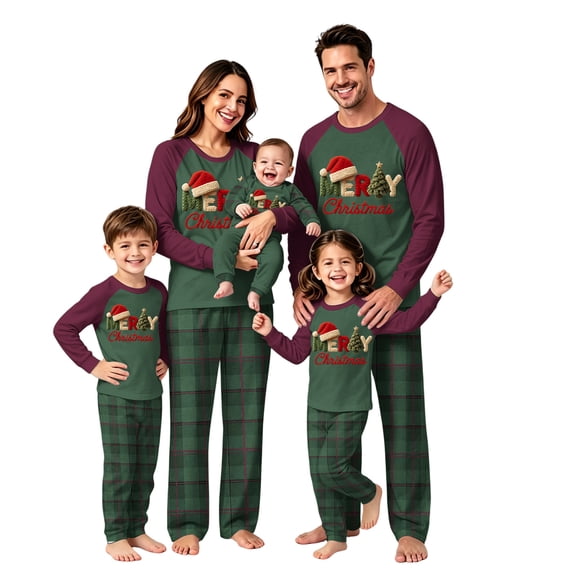 Lvotionpl 2026 Matching Family Christmas Pjs, Matching Christmas Pajamas Long Sleeve Top & Pants Set Matching Holiday Family Pajama Xmas Sets