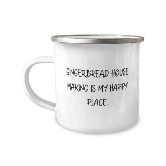 Gingerbread House Making is My Happy Place. 12oz Camper Mug, Gingerbread House Making, Love Gifts For Gingerbread House Making