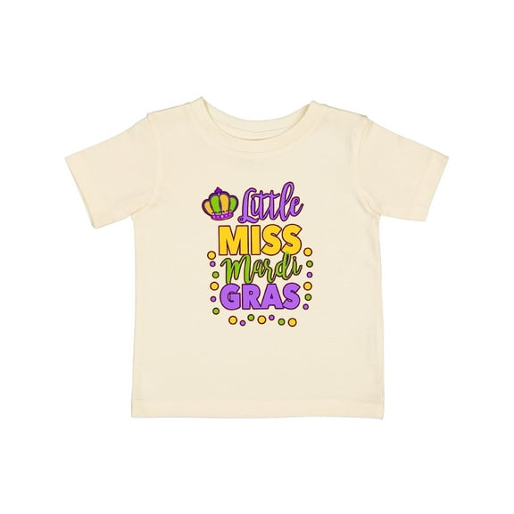 Inktastic Little Miss Mardi Gras with Crown and Dots Girls Baby T-Shirt