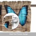 thumbnail image 6 of Blue Butterfly Valance Curtain Vintage Brown Wood Grain Retro Bug Window Valances Rod Pocket Short Curtains Window Treatments for Kitchen Bedroom Bathroom Laundry 56" x 16", 6 of 9