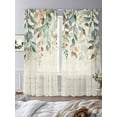 thumbnail image 3 of Green Brown Botanical Sheer Curtains 96 Inch Length 2 Panels Set for Living Room/Bedroom, Farmhouse Eucalyptus Leaves Rustic Curtain Sheers Drapes Rod Pocket Curtains Window Treatment Set 52''x96''x2, 3 of 7