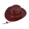 thumbnail image 1 of Sombrero de vaquero para hombre, sombrero de jazz de ala ancha con correa ajustable para la barbilla, duradero Rojo, 1 of 9