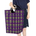 thumbnail image 4 of Yayeee Freestanding Laundry Hamper with Handle Collapsible Large Storage Basket for Clothes, Gold and Green Floral Pattern, 4 of 7