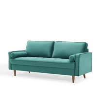 Sofa Couch, Teal Blue, Velvet, Mid Century Living Lounge Cafe Lobby Hospitality Restaurant, Modern Contemporary Boutique HB33268