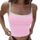 thumbnail image 1 of Chaleco sin espalda ajustado con tirantes en contraste para mujer - Top corto sin mangas con cuello en V sexy, 1 of 6