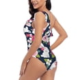 thumbnail image 4 of Cauagu Rabbit And Rose Print Women's Sexy One Piece Swimsuits One Shoulder Ruffle Tummy Control Bathing Suit Slimming Swimwear-Small, 4 of 6