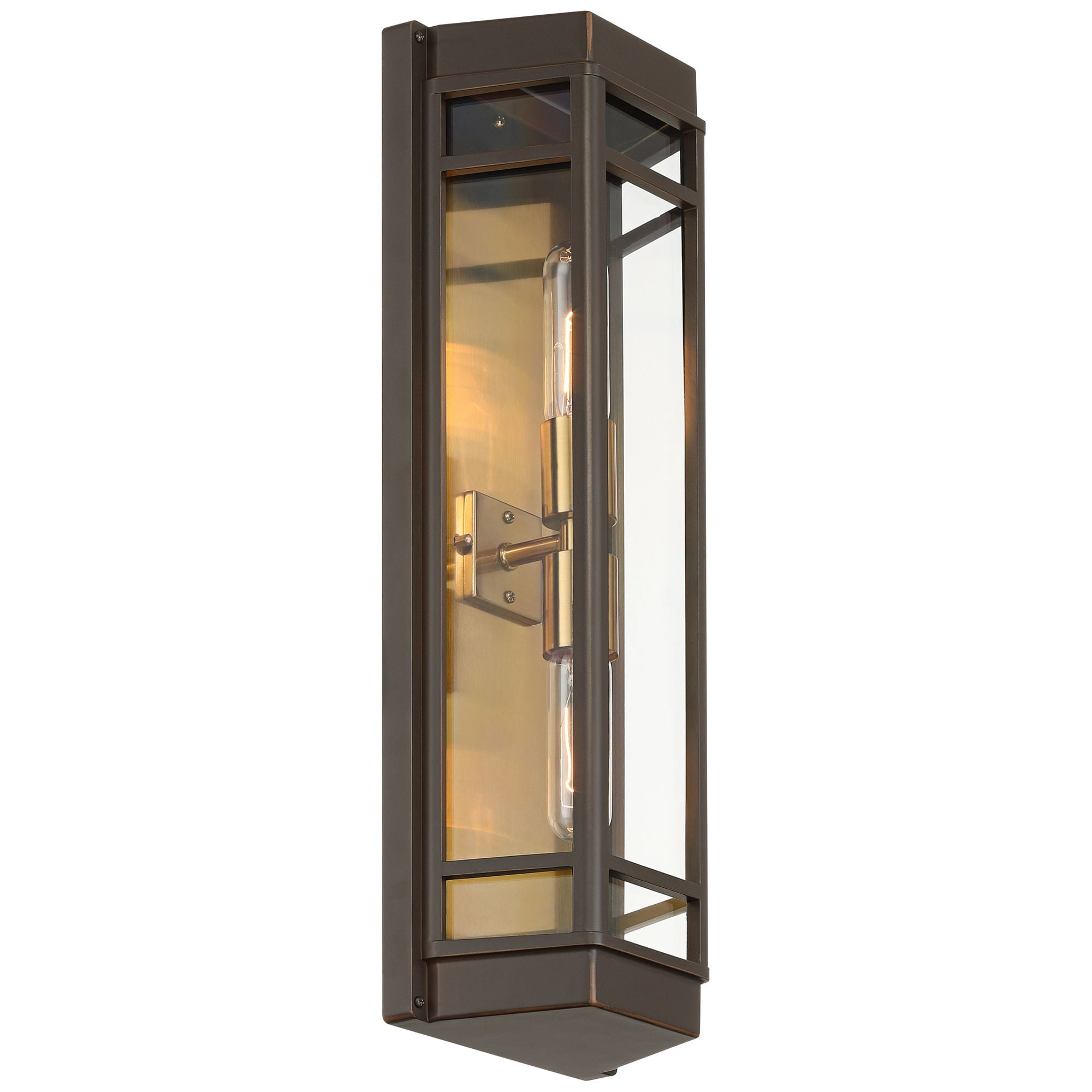 John Timberland Catie 21" High Modern 2-Light Outdoor Wall Light Fixture Mount Porch House Sand Bronze and Brass Finish Aluminum